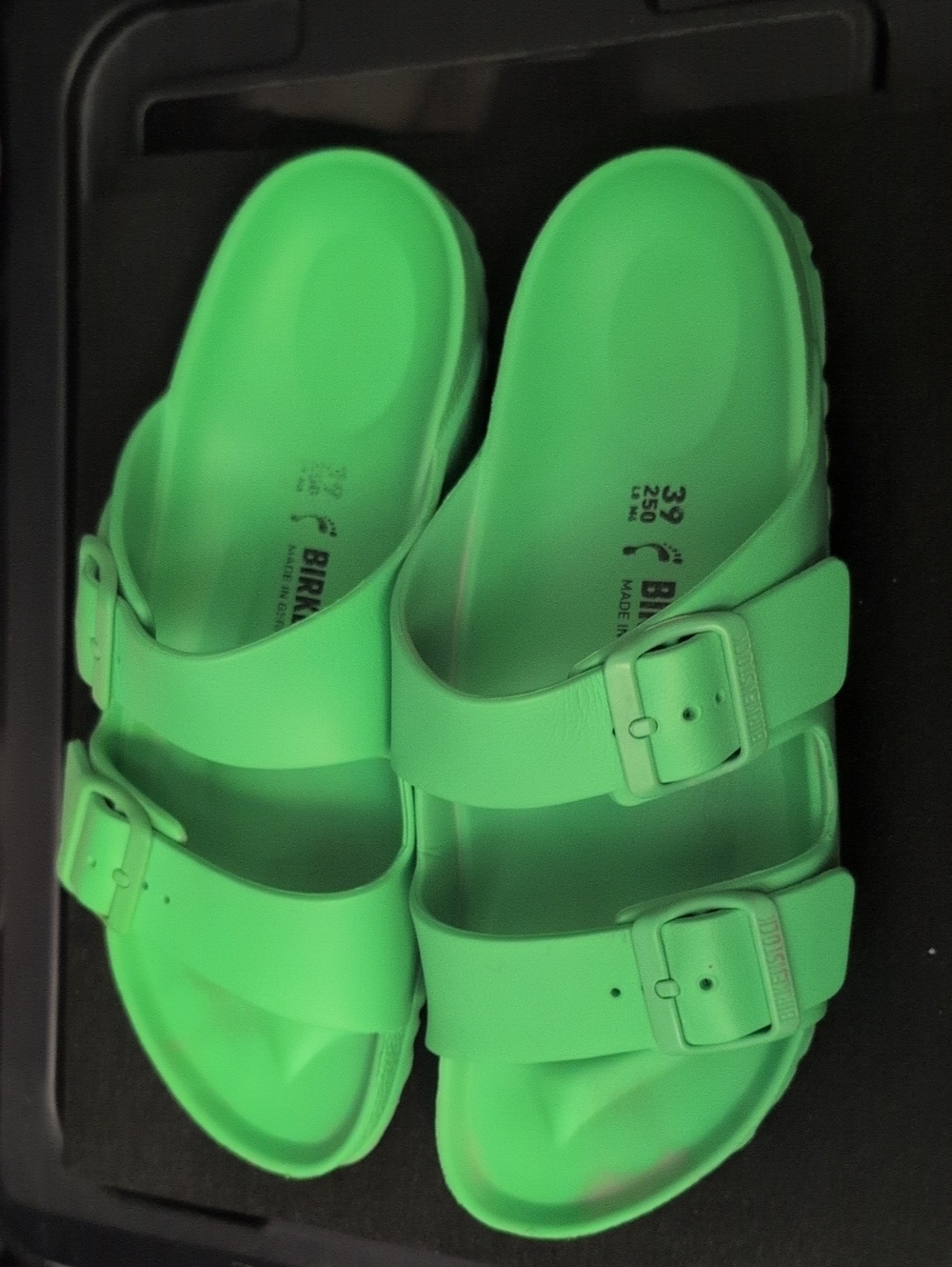 Birkenstock Two-Strap Sandals in Neon Green